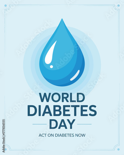 World Diabetes Day with Water Drop Symbol