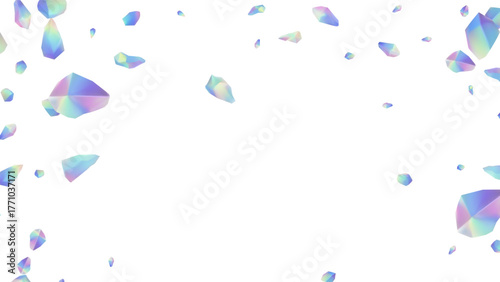 Holographic Iridescent Gemstone Crystals Floating Abstract Transparent Background