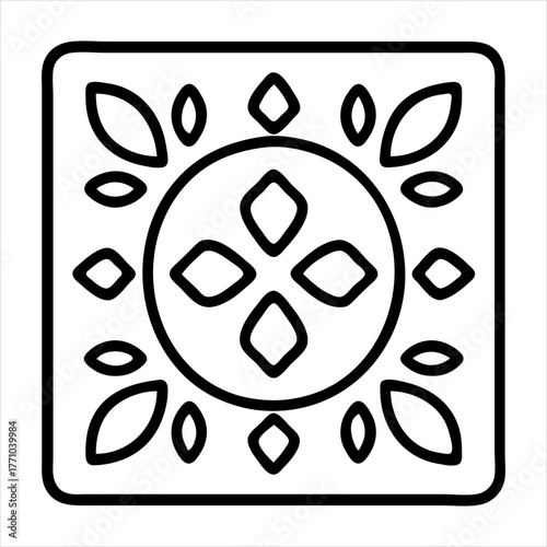 Elegant geometric abstract design with symmetrical floral elements and circular accents vector
