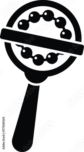 Classic rattle toy silhouette simple minimalist baby infant plaything sound object icon graphic element vector