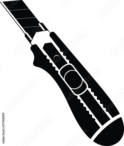 Sharp utility knife cutter blade precision tool for crafting cutting construction manual equipment vector