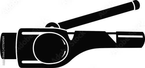 Industrial locking clamp lever mechanism component simple silhouette isolated on white vector