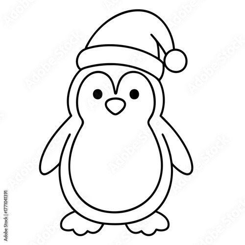 ilustracion de un pinguinocon gorro de navidad