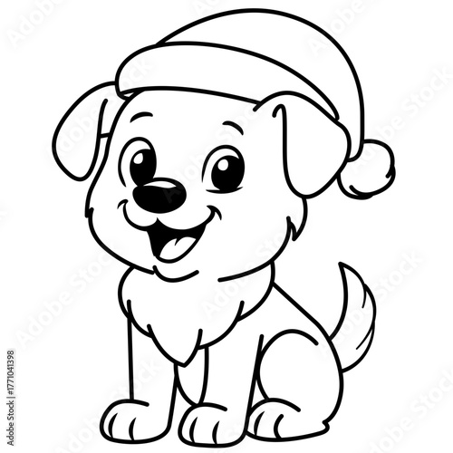 ilustracion de un perro con gorro de navidad