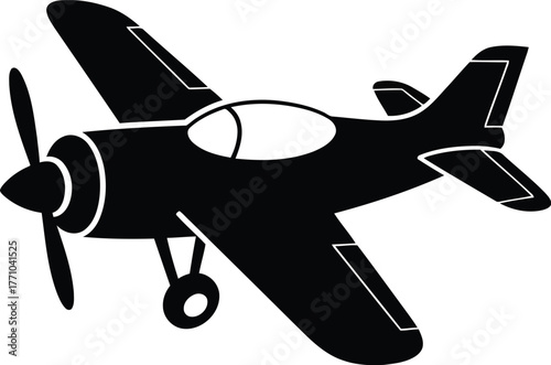 Silhouette retro airplane illustration for aviation nostalgia childhood dreams travel adventure vintage aircraft design vector