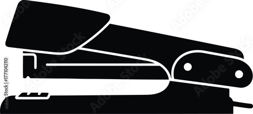 Minimalist silhouette stapler office supply tool for document binding and workspace organization concepts vector