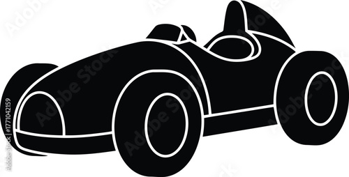 Retro race car silhouette isolated classic automobile speeding vector art vintage speedster vector