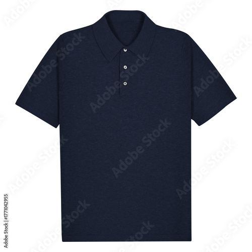 Dark navy blue t-shirt on transparent or white background, new clothing range, premium cotton wool product