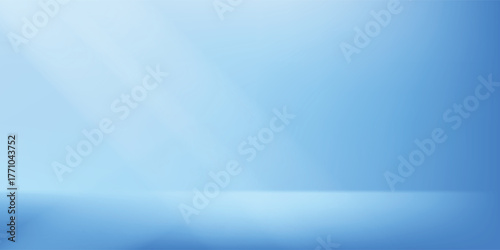 Multi-layered blue podium with elegant white wave lines on the back for product presentation.