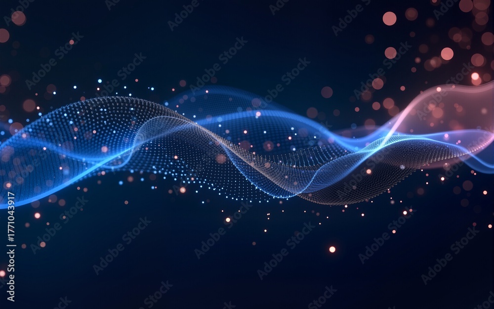 Fototapeta premium Abstract digital wave of particles. Futuristic point wave. Technology background vector. Vector illustration. High quality