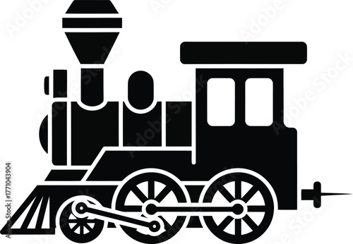 Vintage steam locomotive simple graphic transportation icon vector art vector