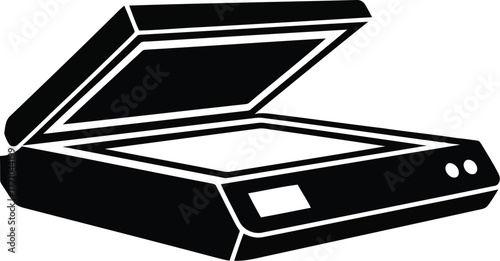 Flatbed scanner device icon for digital document archiving and data capture vector
