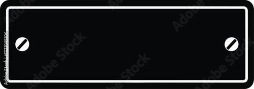 Empty rectangular sign attached with screws isolated on white surface for custom text and design vector