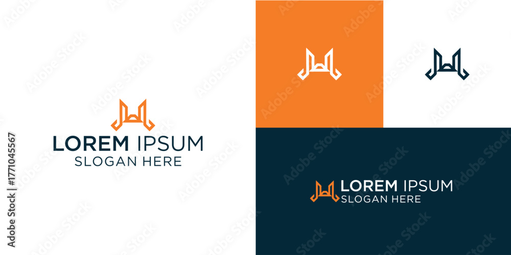 Fototapeta premium Elegant letter M logo design for a modern brand identity, perfect for architecture, finance, or technology companies seeking a sophisticated visual mark