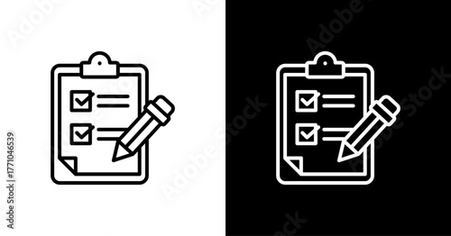 Event Survey White Icon Set Design