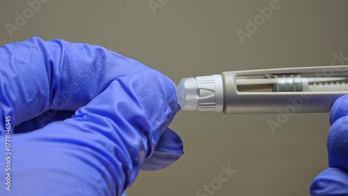 Semaglutide medication pen injector. GLP-1 drug to treat type 2 diabetes manage long-term weight and reduce risk of major cardiovascular events. 