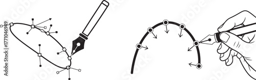 Vector Graphic Pen Tool Manipulating Paths and Control Points