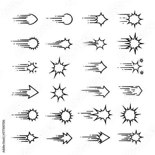 Comic Style Speed ​​Lines And Explosion Effects Set
