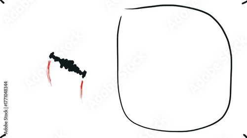 There is a spaceship flying next to the round frame.