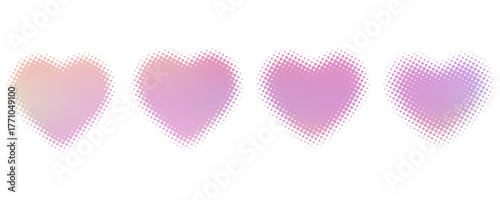 Halftone heart shapes design elements set (gradient color)