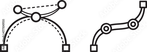 Vector Graphic Design Elements Showing Bézier Curves and Path Manipulation