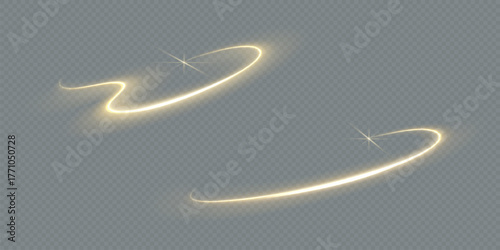 Abstract Light Spiral with Glowing Golden Lines, Dynamic Circular Movement, Twisting Energy Vortex, Glittering Shine