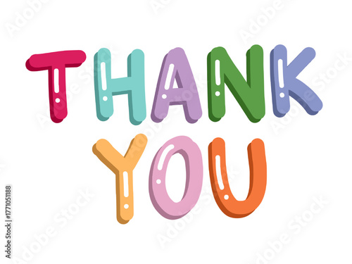 Rainbow colourful thank you – colorful typography lettering illustration 