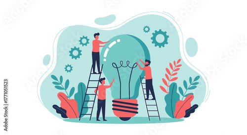 Collaborative Idea Generation: Team Assembling a Lightbulb with Gears and Foliage