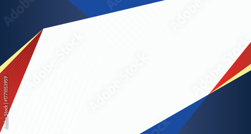 Modern red blue white gold color theme with geometric sharp shape for slide banner presentation. Strong color abstract background for technology constructor industry business.