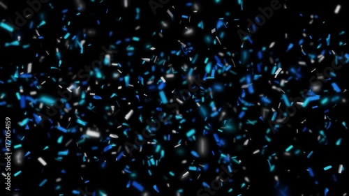 Animation of beautiful sparkling blue confetti on a transparent background.