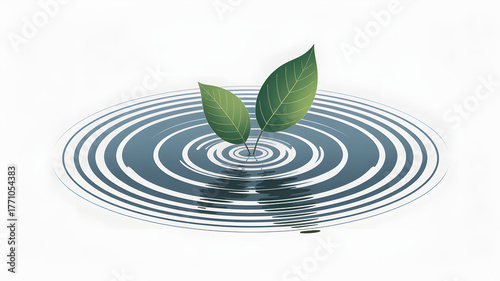 Green leaves water ripples nature zen peace environment growth ecology fresh calm wellness meditation art
