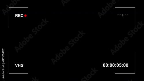 Camera recording vhs overlay animation Transparent alpha channel 4K
