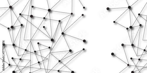 Technology abstract white digital background of connected dot with black line .many squares and rectangle shapes .Internet connection network high digital technology with connecting points and