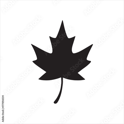 Minimalist Maple Leaf Silhouette on White Background Symbolic Representation of Canada and Canadian Identity with Clean Lines