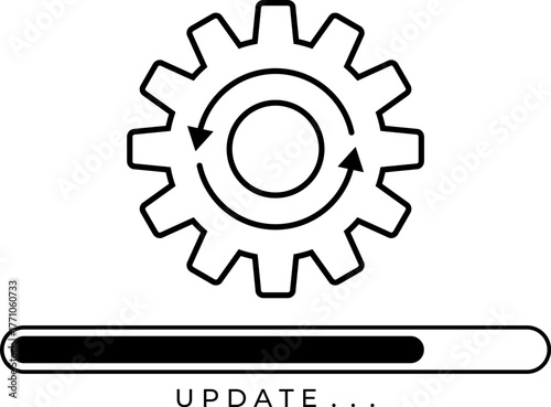 System update icon with gear and progress bar. Loading update system process icon. Software upgrade concept