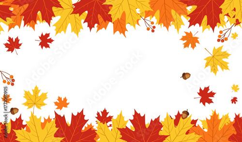 Autumn Leaves Fall on White Background Fall Season Vector Illustration