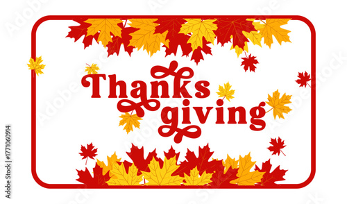 Thanksgiving Day Banner with Festive Autumn Leaves Holiday Celebration Background