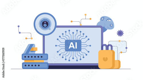 A I technology data security and processing concept