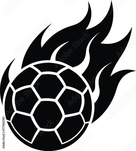 Dynamic football icon with fiery flames