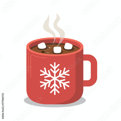 Cozy hot chocolate cup with marshmallows on wooden table near warm blanket, winter drink, homemade cocoa beverage, rustic holiday background for christmas and hygge lifestyle concept