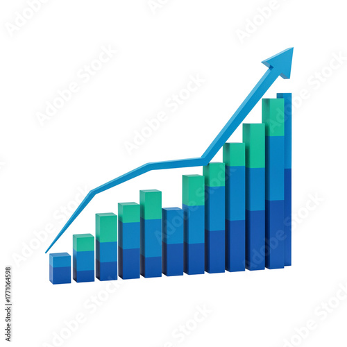Free Download Increasing business growth bar chart with upward trend arrow showing financial success isolated on transparent background - GFXLoad