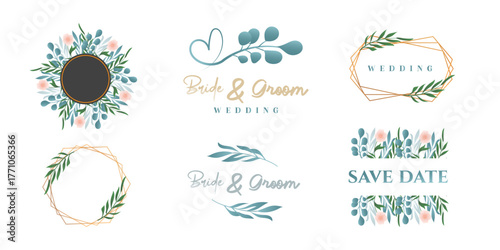 Elegant Wedding Invitation Graphic Elements  Floral Geometric Design