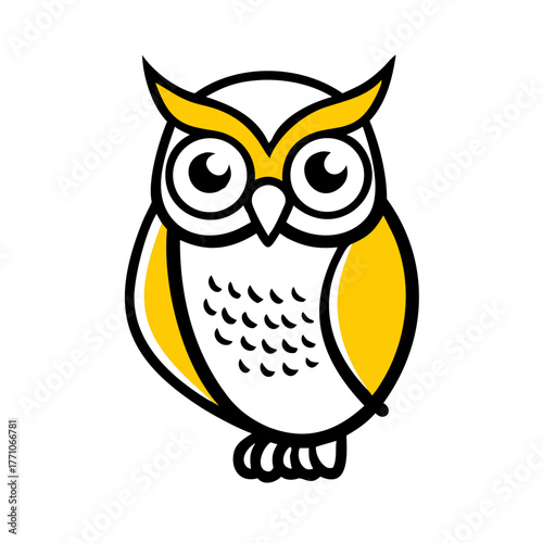 Vector illustration of a single owl isolated on white