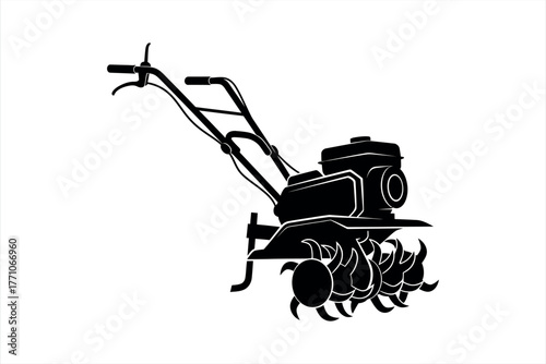 Cultivator machine black silhouette