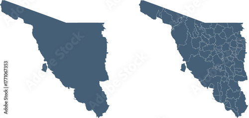 Sonora Outline Map Outline and Internal Divisions