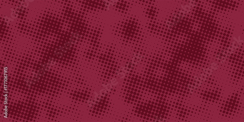 red metal grid background with black dot pattern.