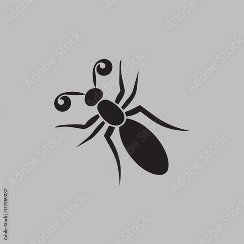 Silhouette style minimal ant t-shirt design featuring clean black vector art of a tiny hardworking ant, perfect for nature lovers, insect enthusiasts, minimalist design fans, motivational apparel, and
