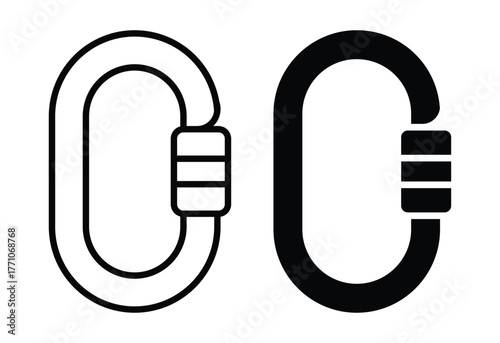 Black and White Carabiner Clip Design for Outdoor Gear and Equipment