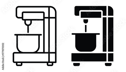 Minimalist Line Art of Kitchen Mixer in Two Color Variations