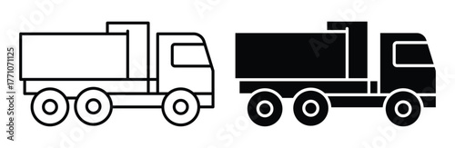 Black and White Outline of Two Different Trucks Illustrating Vehicle Design